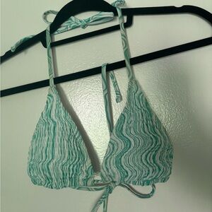 Green and White Swirl Bikini Top